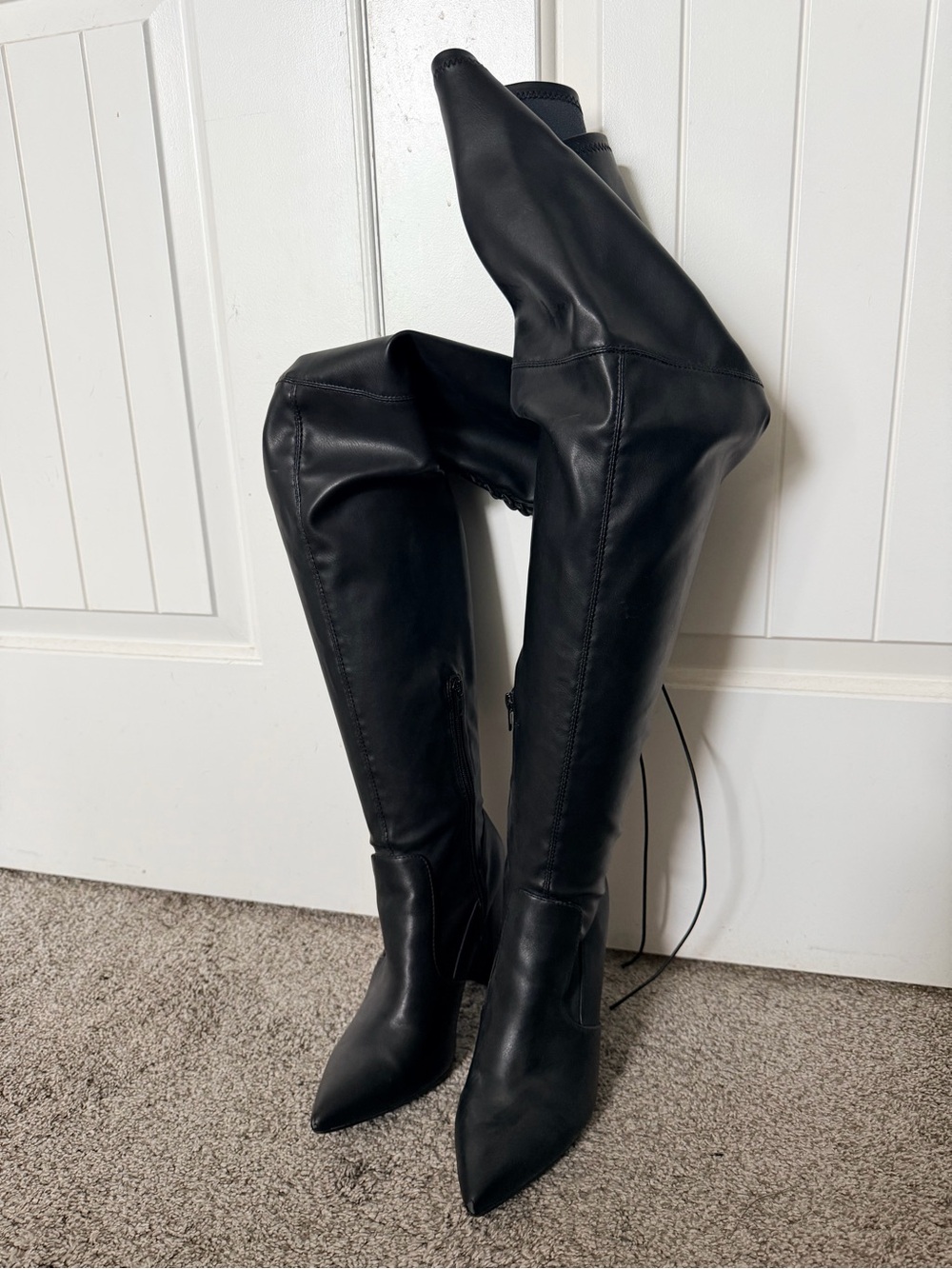 Shoe Dazzle Black Over-the-Knee Pointed Toe Boots